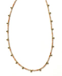 Natural coral gemstone beaded choker with dangling vermeil over sterling silver beads.