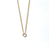 Sterling silver double chain with mini cz open circle necklace.