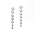Sterling silver pave round drop earrings.