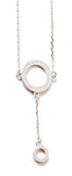 Sterling silver open small lariat necklace with a small open circle at the bottom.