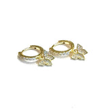 Vermeil over sterling silver cz huggie with a cz dangling butterfly earrings.