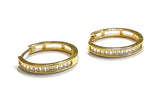 Vermeil over sterling silver cz baguette small hoop earrings.