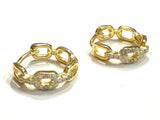 Vermeil over sterling silver small cz paperclip hoop earrings.