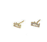 Vermeil over sterling silver cz climber stud earrings.