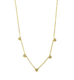 Vermeil over sterling silver chain necklace with five small cz dangling clovers.