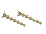 Vermeil over sterling silver pave round drop earrings.