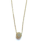 Vermeil over sterling silver pave cz round halo necklace