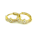 Vermeil over sterling silver cz clover huggie earrings.