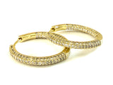 Vermeil over sterling silver pave inside out hoop earrings.