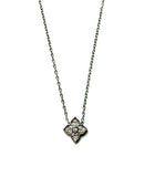 Sterling silver chain necklace with a cz clover pendant.