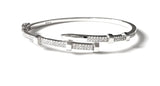 Sterling silver bolt nailhead cubic zirconia bangle bracelet.