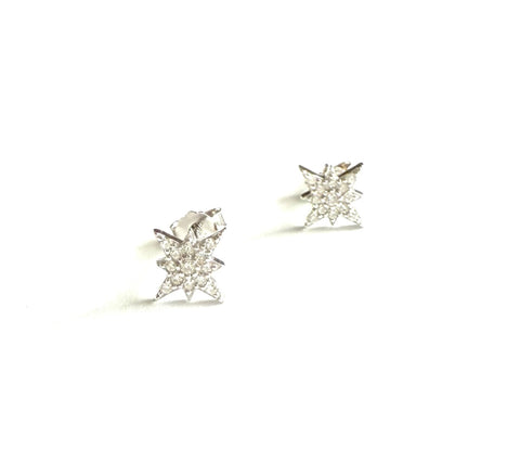 Sterling silver and cubic zirconia starburst stud earrings