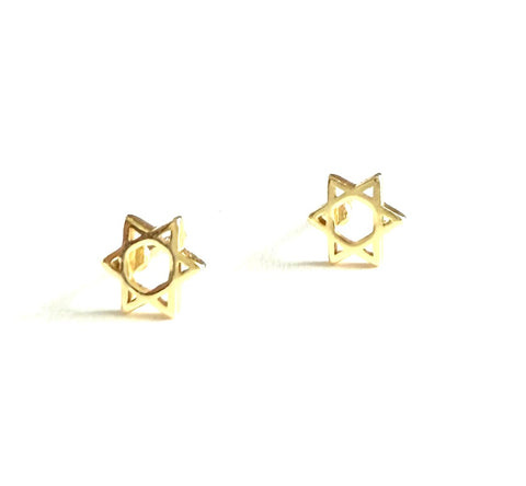 Vermeil over sterling silver Star of David stud earrings.