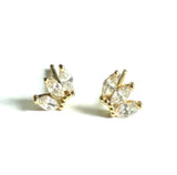 Vermeil over sterling silver triple cz marquis stud earrings.