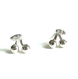 Sterling silver cherry stud earrings with cubic zirconia stones.