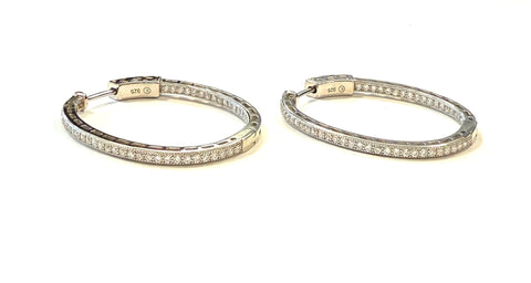 Sterling silver inside out Filigree CZ Hoop Earring