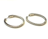 Sterling silver inside out Filigree CZ Hoop Earring