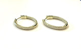 Vermeil over sterling silver pave cz  oval inside out hoop earrings.
