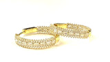 Vermeil over sterling silver and cubic zirconia baguette & Round CZ Inside Out Hoop Earrings.