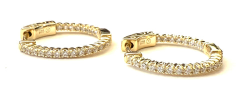 Vermeil over sterling silver inside out cz hoop earrings.