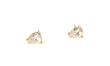 Vermeil over sterling silver three pronged 5mm cubic zirconia pear shaped stud earrings.