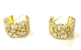Vermeil over sterling silver mixed cz stone statement hoop earrings.