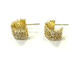 Vermeil over sterling silver mixed cz stone statement hoop earrings.