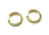 Vermeil over sterling silver all sided pave cz hoop earrings.