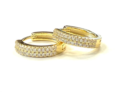 Vermeil over sterling silver cz hoop earrings.