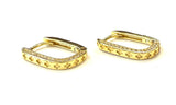 Vermeil over sterling silver hoop earrings with cubic zirconia stone sides.