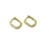 Vermeil over sterling silver hoop earrings with cubic zirconia stone sides.