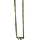 Sterling silver herringbone chain with Cubic Zirconia  triple marquis bezel pendant.