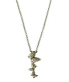 Sterling silver chain necklace with three butterflies dropping down in cubic zirconia stones.