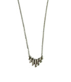 Sterling silver chain necklace with an up down pendant with cubic zirconia stones.