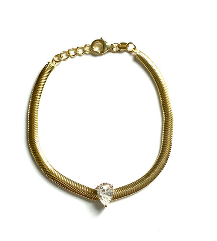 Vermeil over sterling silver with a cz pear shaped stone bracelet
