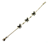 Vermeil over sterling silver chain bracelet with cubic zirconia stones and three enamel butterflies. 