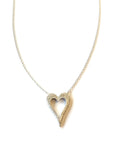 Val Large Outlined CZ Filled Open Heart Necklace