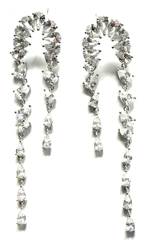 Sterling silver cz chandelier drop earrings