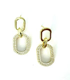 Vermeil over sterling silver door knocker earrings with cubic zirconia stones.