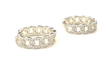 Sterling silver cuban chain cz hoop earrings.