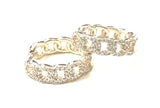 Sterling silver cuban chain cz hoop earrings.