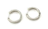 Sterling silver all sided pave cz hoop earrings.