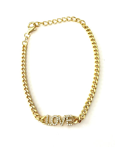 Femi Cuban Chain CZ LOVE Bracelet