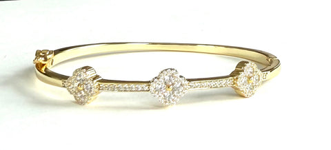 Camellia Three Flower CZ Bangle