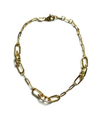 Vermeil over sterling silver mixed link bracelet.
