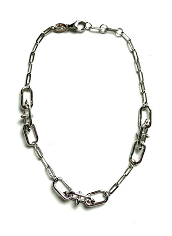 Sterling silver mixed link bracelet.