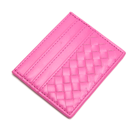 Hot pink basketweave card holder.