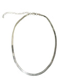 Sterling silver herringbone chain choker necklace.