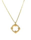 Vermeil over sterling silver chain necklace with an open circle cz necklace with four cz clovers.