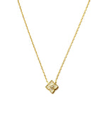 Vermeil over sterling silver chain necklace with a cz clover pendant.
